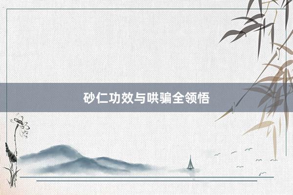砂仁功效与哄骗全领悟