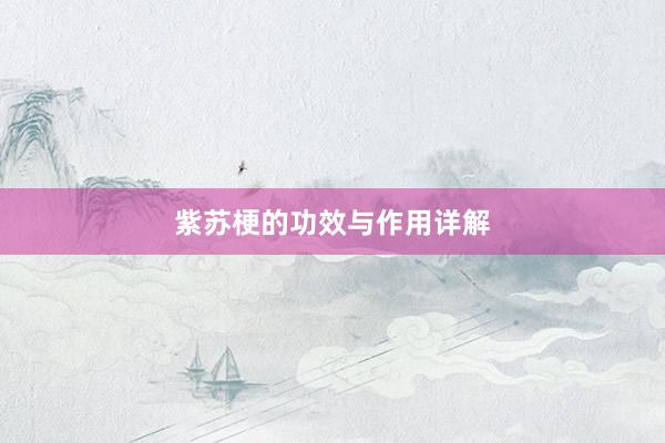 紫苏梗的功效与作用详解